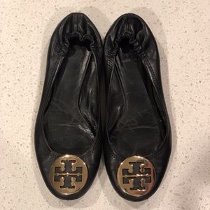 Tory Burch Black Minnie Leather Flats - 8 / 8.5